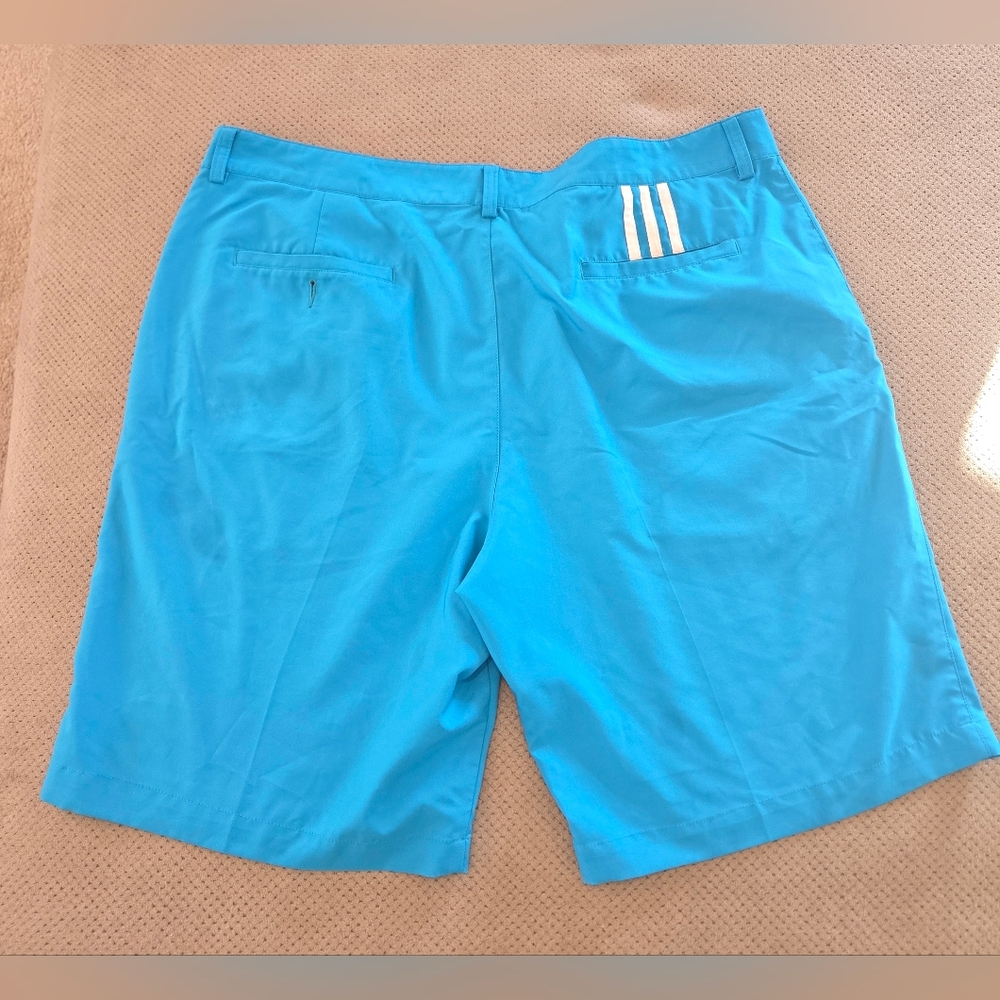 Adidas Climalite Aqua Blue Golf Shorts Golfing Zip Pockets Logo Button size 40 - Picture 5 of 14